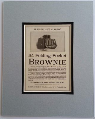 2a Folding Pocket Brownie Camera - Full Page Ad With Drawing - 1910.