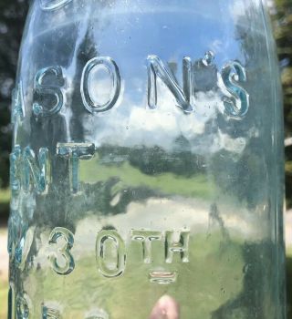 Half Gallon Masons Patent 1858 Keystone Fruit Jar Blueish 18 Base 4