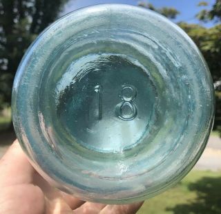 Half Gallon Masons Patent 1858 Keystone Fruit Jar Blueish 18 Base 5