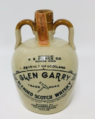 Glen Garry Blended Scotch Whiskey Jug Stoneware Pierce Scotland Glasgow Hopkins