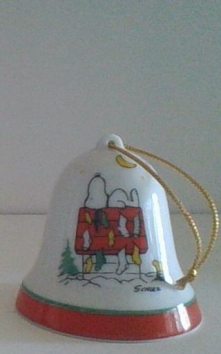 Vintage Peanuts Snoopy Christmas Bell Ornament Determined Productions