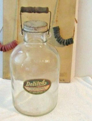 Vintage 1 Ga.  Delited Apple Cider Vinegar Jug Wood Bail Handle Lid Tenn
