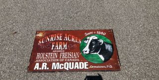Old Wood Sunrise Acres Holstein Cow Farm Agriculture Sign