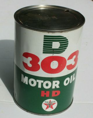 Rare Texaco D303 Motor Oil 1 Quart Can All Metal Empty Dated 1959