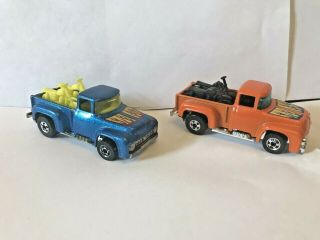 Hot Wheels,  Orange And Blue Metalic Hi Tail Haulers,  1956 F100 Ford