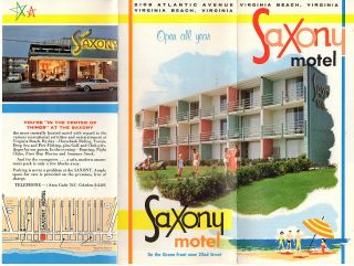 Saxony Motel Virginia Beach Va Vintage Brochure Photos Rates Map Circa 1950 