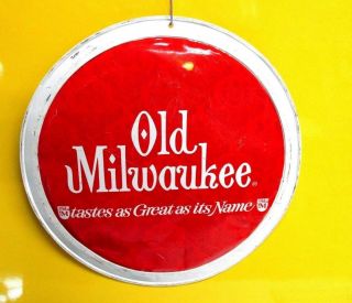 Vintage Old Milwaukee Round Metal Bar Sign Taste As Great As It 