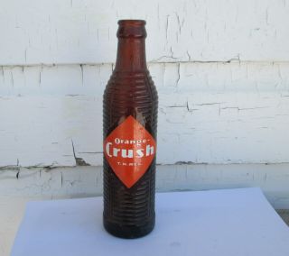 Vintage Canadian Orange Crush Amber Brown Ribbed 7 Fl Oz Soda Pop Bottle