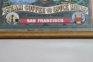 Vtg J A Folger & Co Coffee Steam Spice Mill SA Cali Advertising Mirror Pioneer 6