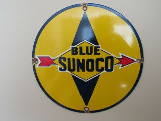 Old Porcelain Sign - Blue Sunoco Oil Gas