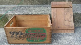 Vintage Genesee 12 Horse Ale Beer Wood Crate Box W/ Lid