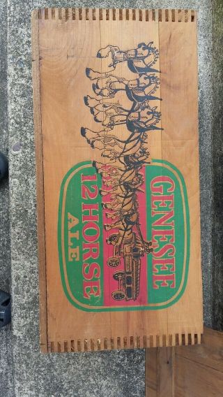 Vintage Genesee 12 Horse Ale Beer Wood Crate Box w/ Lid 2