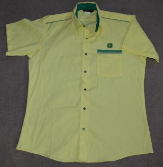 Vtg John Deere S/s Uniform Shirt Protexall Snap Button Large Tractor Made In Usa