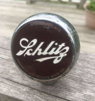 Vintage Schlitz Brewing Beer Ball Tap Knob Handle Brown/white Enamel Robbins