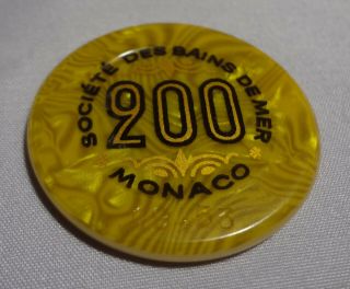 Vintage Societe Des Bains De Mer Casino Chip Monaco 200 Franc Numbered 19453