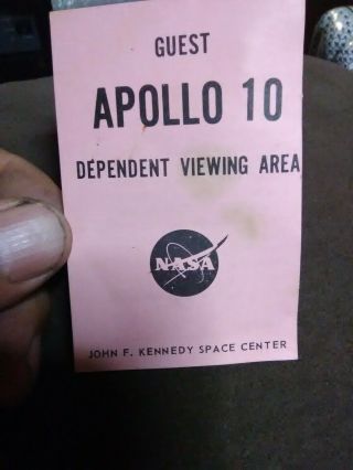 Apollo 10 Dependant Viewing Area Guest Pass Nasa