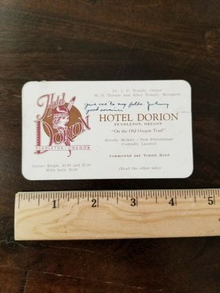Circa 1920 Hotel Dorion Pendleton Oregon Advertising Card