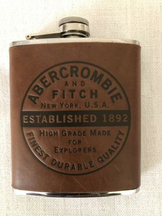 Abercrombie & Fitch Leather Bound Flask Stainless Steel.