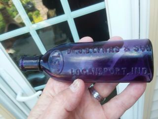 Deep Purple Logansport,  Indiana Medicine Bottle Dr.  J.  B.  Lynas & Son Jbl Blown