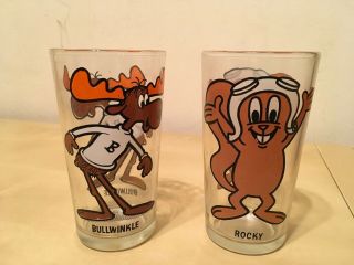 2 Vintage Pepsi® Collector Rocky And Bullwinkle Glasses