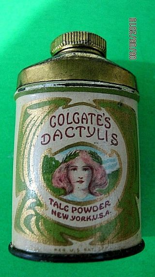 Vintage Sample Powder Tin Colgate Dactylis Talc Collectible Tin