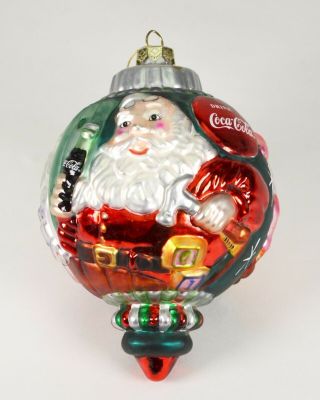 Coca Cola Classic Christmas Ornament Santa Claus Mercury Glass Big Coke 2003