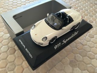 Porsche Official Dealer 911 997 Speedster In White Minichamps 1/43rd Ltd Ed 2011