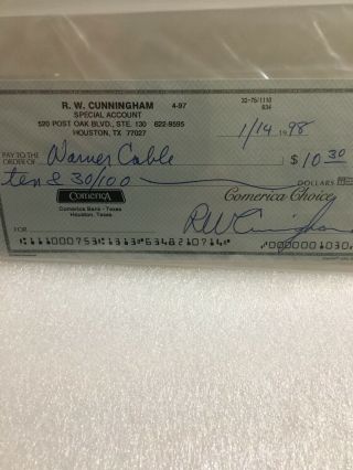 Walt Cunningham Signed Check Apollo Astronaut