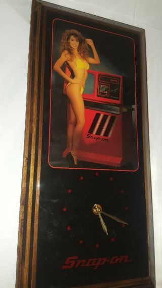 Vintage 80s Snap On Tools Pin Up Girl Wall Clock Collectible Hot Model Man Cave