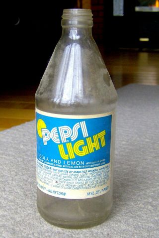 Rare Vintage 1976 Pepsi Light 1st Generation Glass Bottle Label Diet Lemon/cola