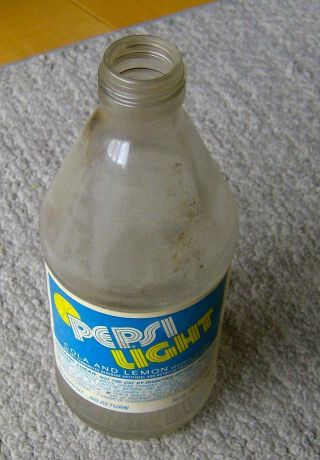 RARE vintage 1976 PEPSI LIGHT 1st generation GLASS BOTTLE label DIET lemon/cola 2