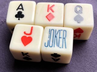 Set Of 5 Dice Card Suits Face Cards Joker