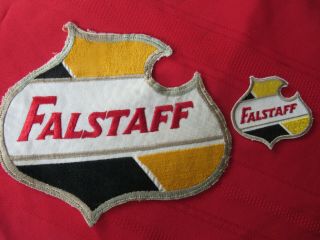 Vintage Worn Falstaff Driver Patches - 1 Large And 1 Small - Early Version