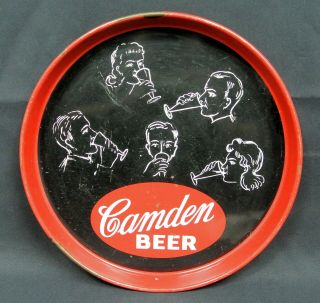 Vintage Camden Beer Tray Nj Bar Advertising Black Red Metal 11 - 7/8 "