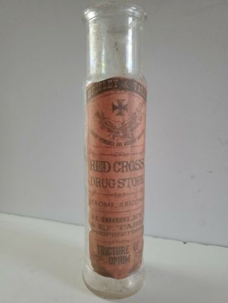 Antique Tubular Medicine Tincture Of Opium Poison Apothecary Decorative Arizona
