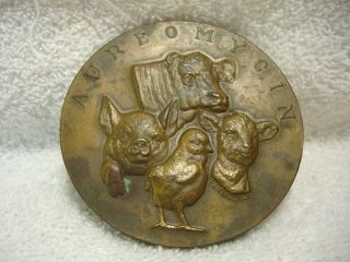 Vintage 1957 American Cyanamid 50 Anniversary Cow Sheep Pig Chicken Bronze Medal