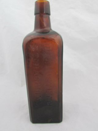Antique Amber Dr.  J Hostetters Stomach Bitters Bottle S.  Mckee Co 4 Pre - 1908