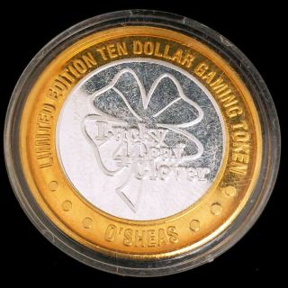 1997 GDC O ' sheas Casino $10 999 Fine Silver Lucky Four Leaf Clover Token 7OC9744 3