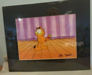 Garfield Production Cel Opc Uf Signed Jim Davis Garfield On Stage