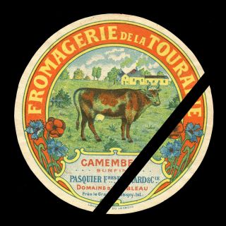 Vintage French Cheese Label: Camembert - Fromagerie De La Touraine - France