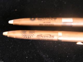 2 Vintage Sands Hotel Las Vegas Ink Pens from 1960 ' s Rat Pack & 1970 ' s Hughes 2