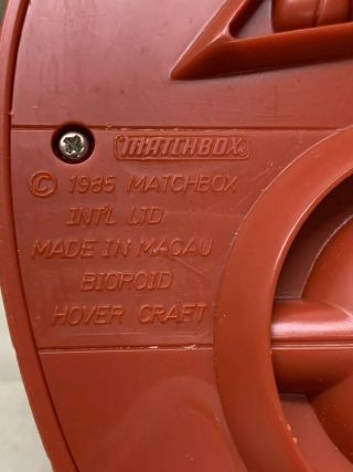 Vintage 1985 Matchbox Robotech Bioroid Hovercraft Hover Craft NM W/ Stickers 8
