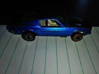 Hot Wheels Redline Custom Mustang Blue Usa Tan Int 1968 All Orig