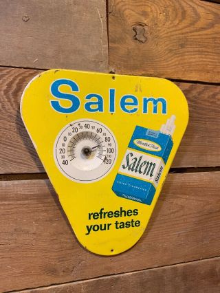 Vintage Metal Salem Cigarette Advertising Sign Thermometer Old Tin Store Gas Oil
