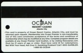 Veterans Ocean Resort Casino Player Slot Card Gold Military AC Atlantic city 2