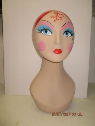 Vintage 19 " Tall Mannequin Bust,  Head,  Hat,  Jewelry,  Wig Display