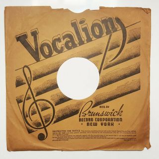 Vocalion Records 78rpm Sleeve Clef Design - Mfd By Brunswick