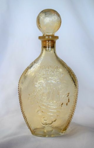 Vintage Lord Calvert Whiskey Decanter Yellow Glass W/ Stopper Horn Of Plenty
