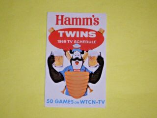 1969 Minnesota Twins Baseball/t.  V.  Schedule Hamm 