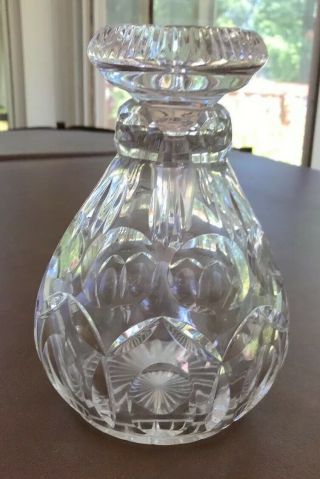 Leaded Crystal Cut Glass Wine Liquor Decanter With Stopper Round Clear Detailed